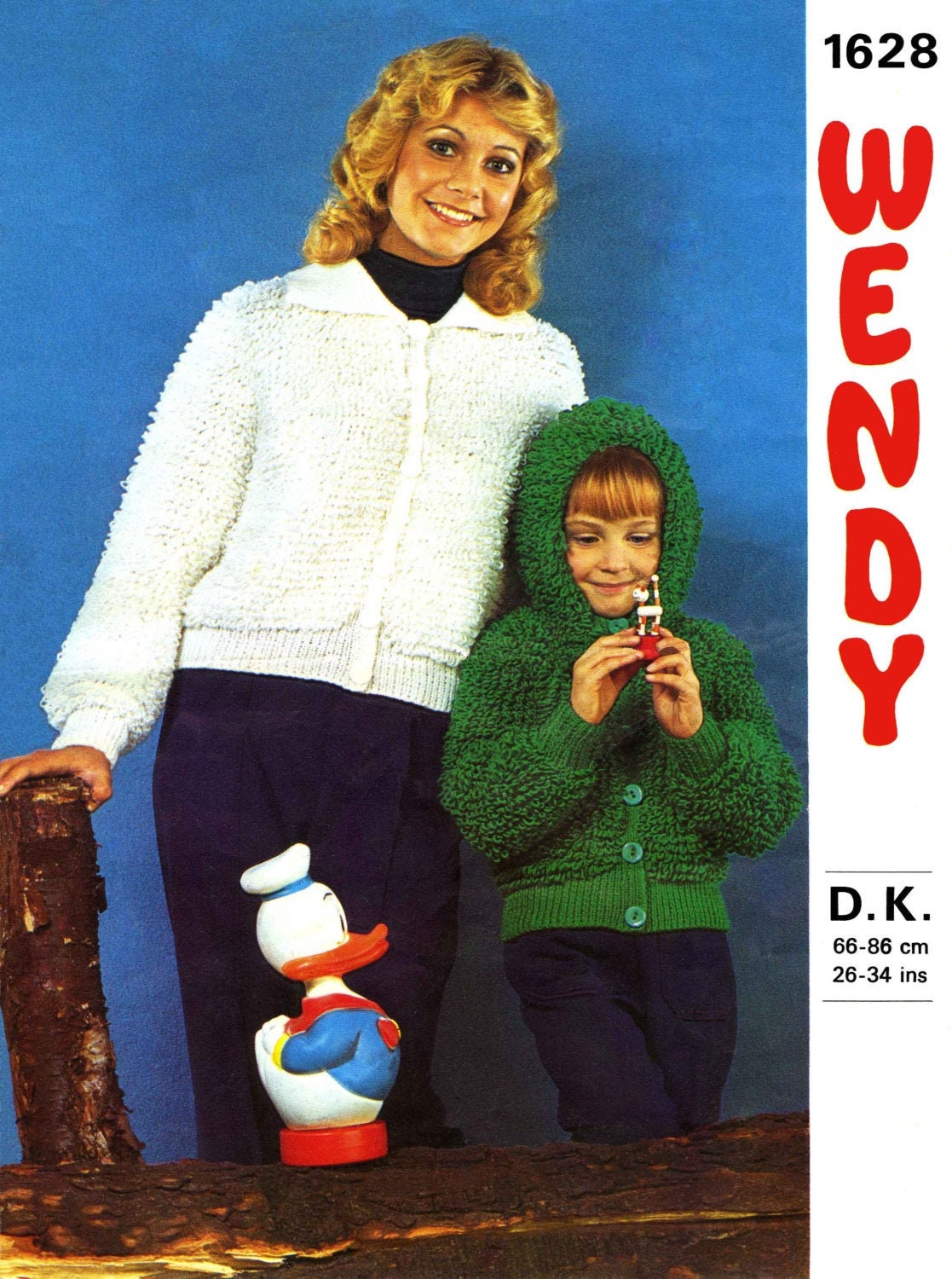 Ladies and Children's Jackets / Cardigan with Hood, 26"-34" Chest/Bust, DK, 70s Knitting Pattern, Wendy 1628