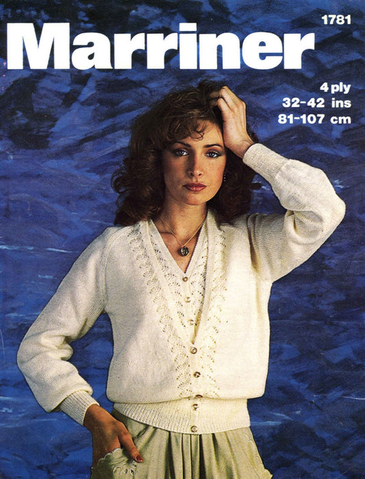 Ladies Twin Set, Cardigan and Waistcoat, 4ply, 32"-42" Bust, 80s Knitting Pattern, Marriner 1781