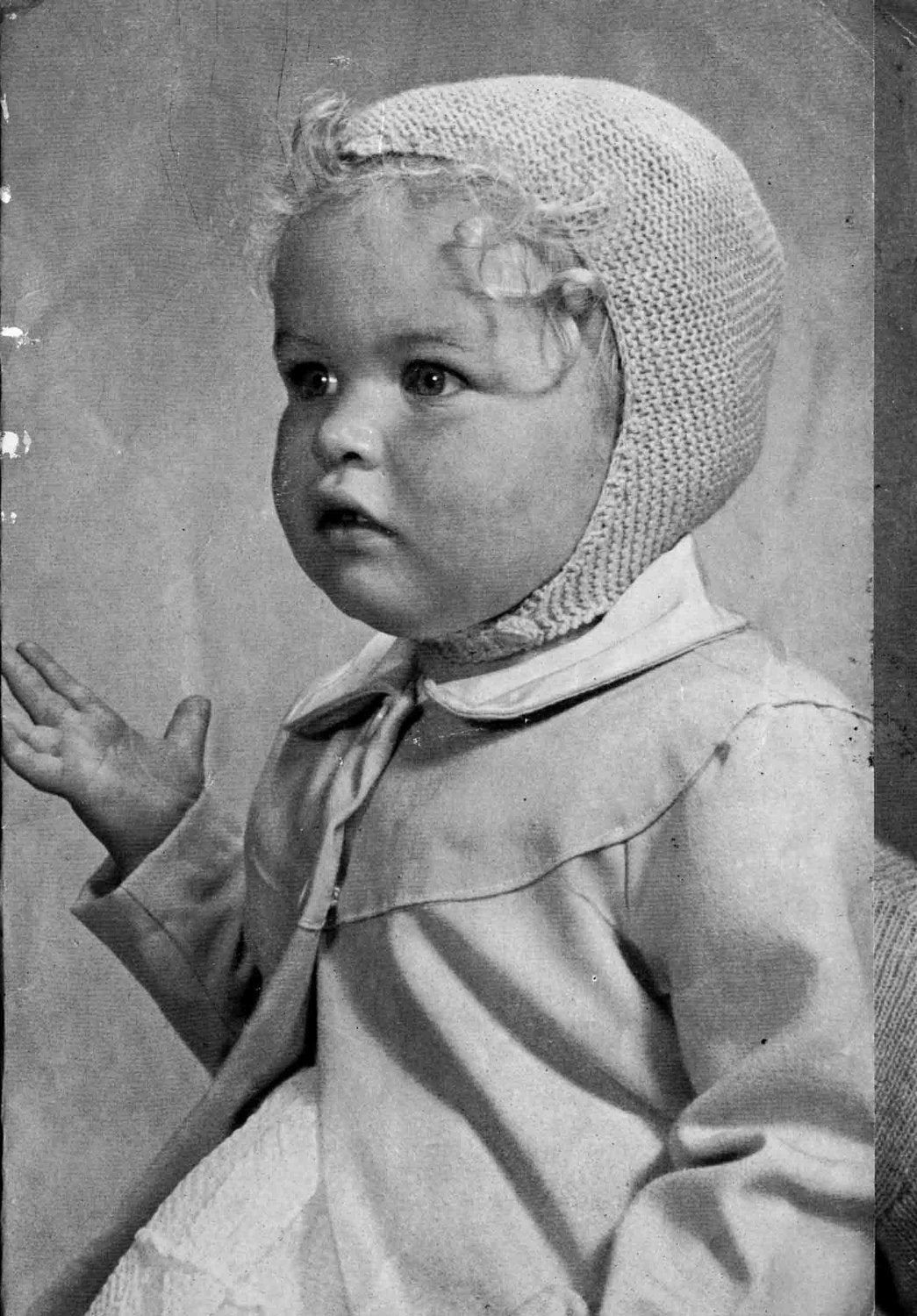 Childrens Helmets / Hats in Four Styles, up to 18 months, 3ply, 4ply, DK, 50s Knitting Pattern, P&B 314