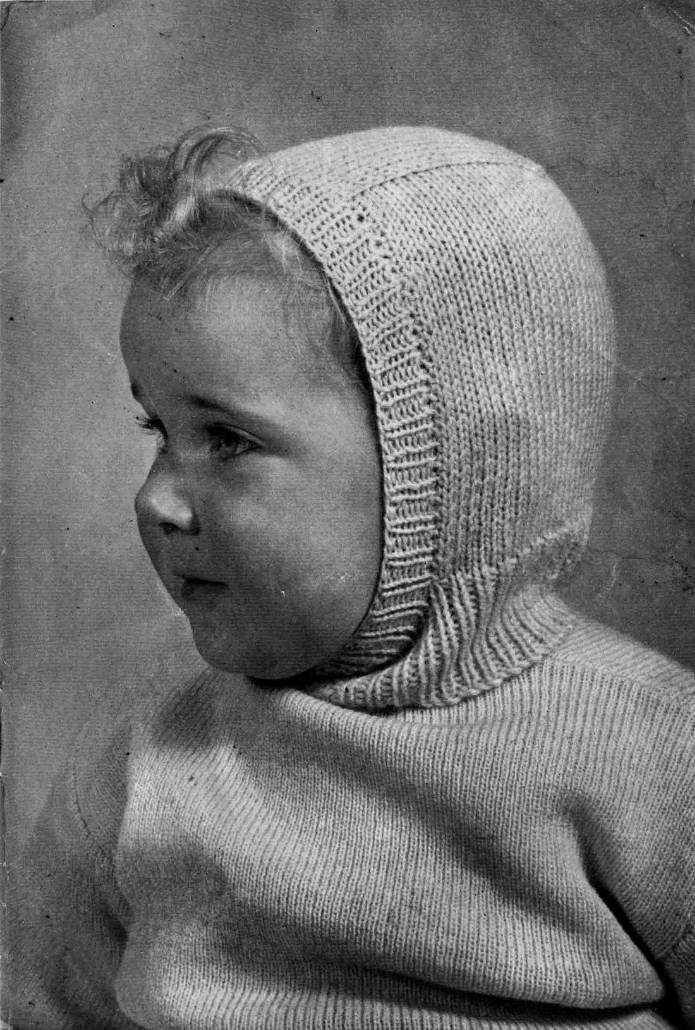 Childrens Helmets / Hats in Four Styles, up to 18 months, 3ply, 4ply, DK, 50s Knitting Pattern, P&B 314