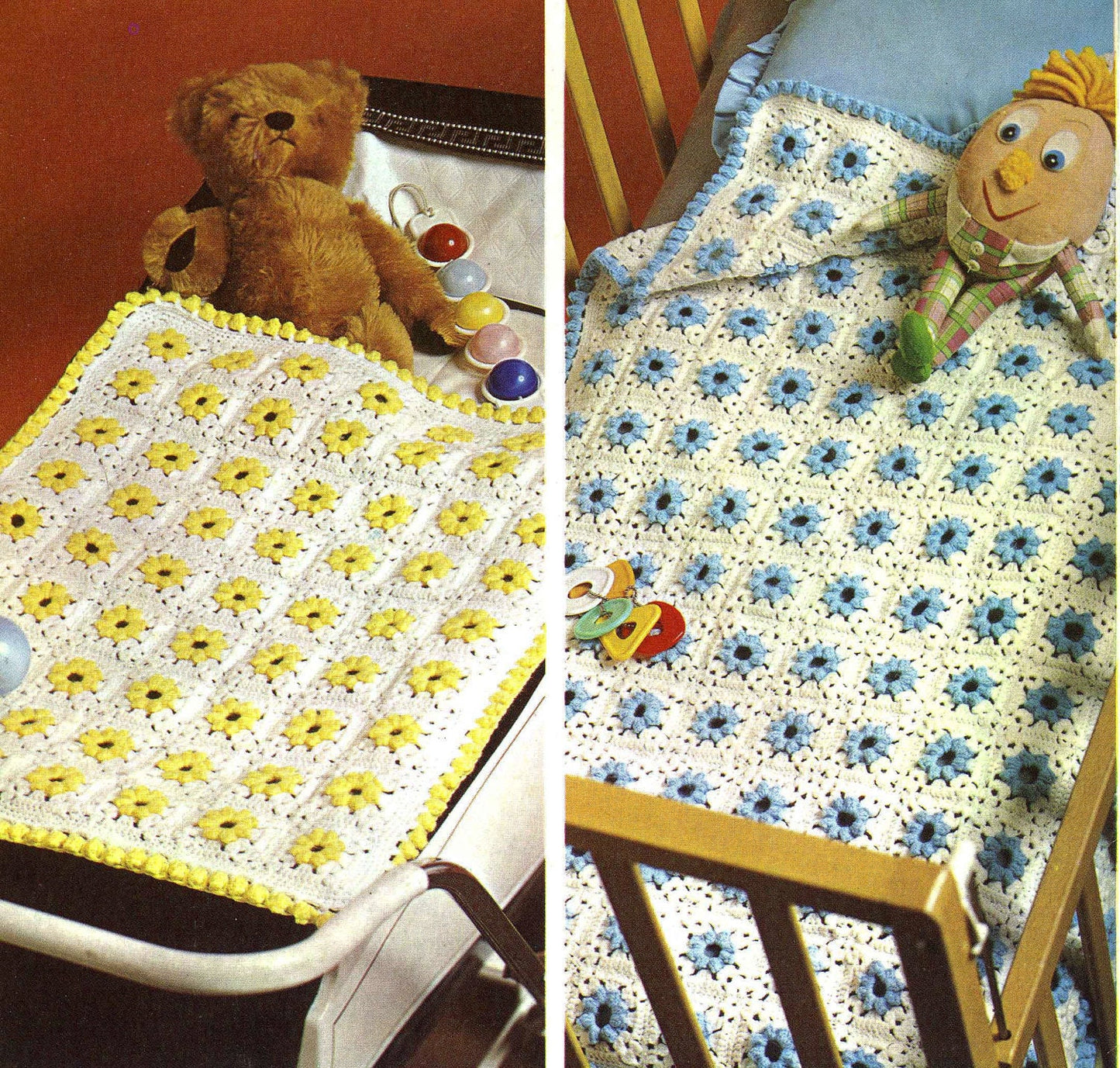 Baby Pram Cover and Cot Cover, 4ply, 70s Crochet Pattern, Patons 6259