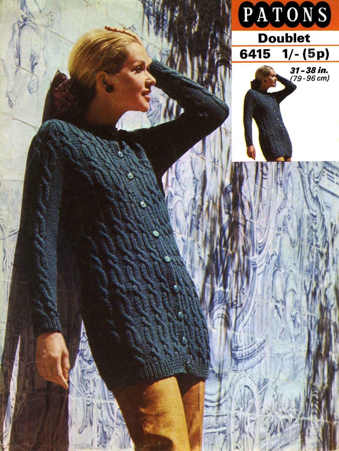 Ladies Cardigan, 31"-38" Bust, Chunky, 70s Knitting Pattern, Patons 6415