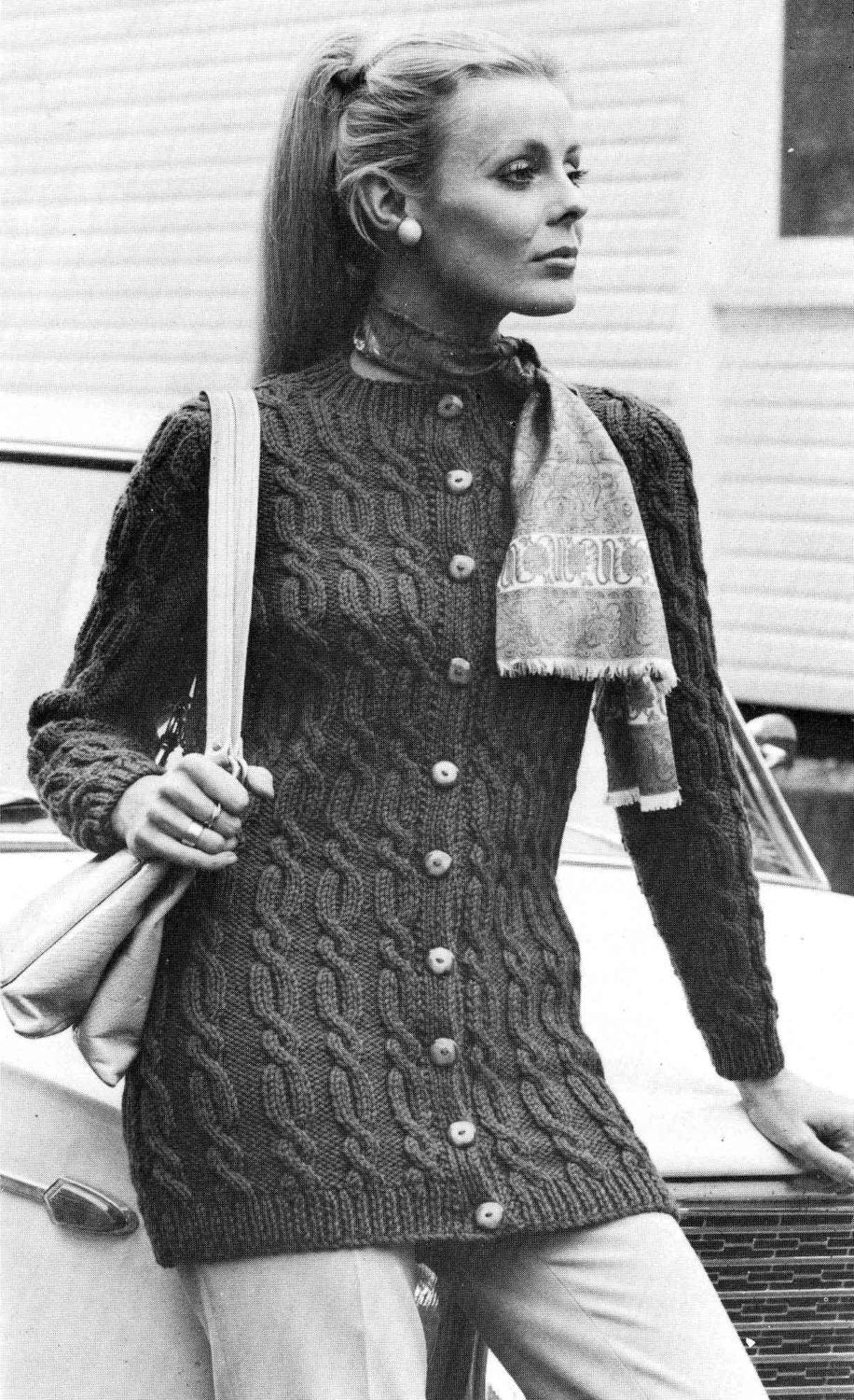 Ladies Cardigan, 31"-38" Bust, Chunky, 70s Knitting Pattern, Patons 6415