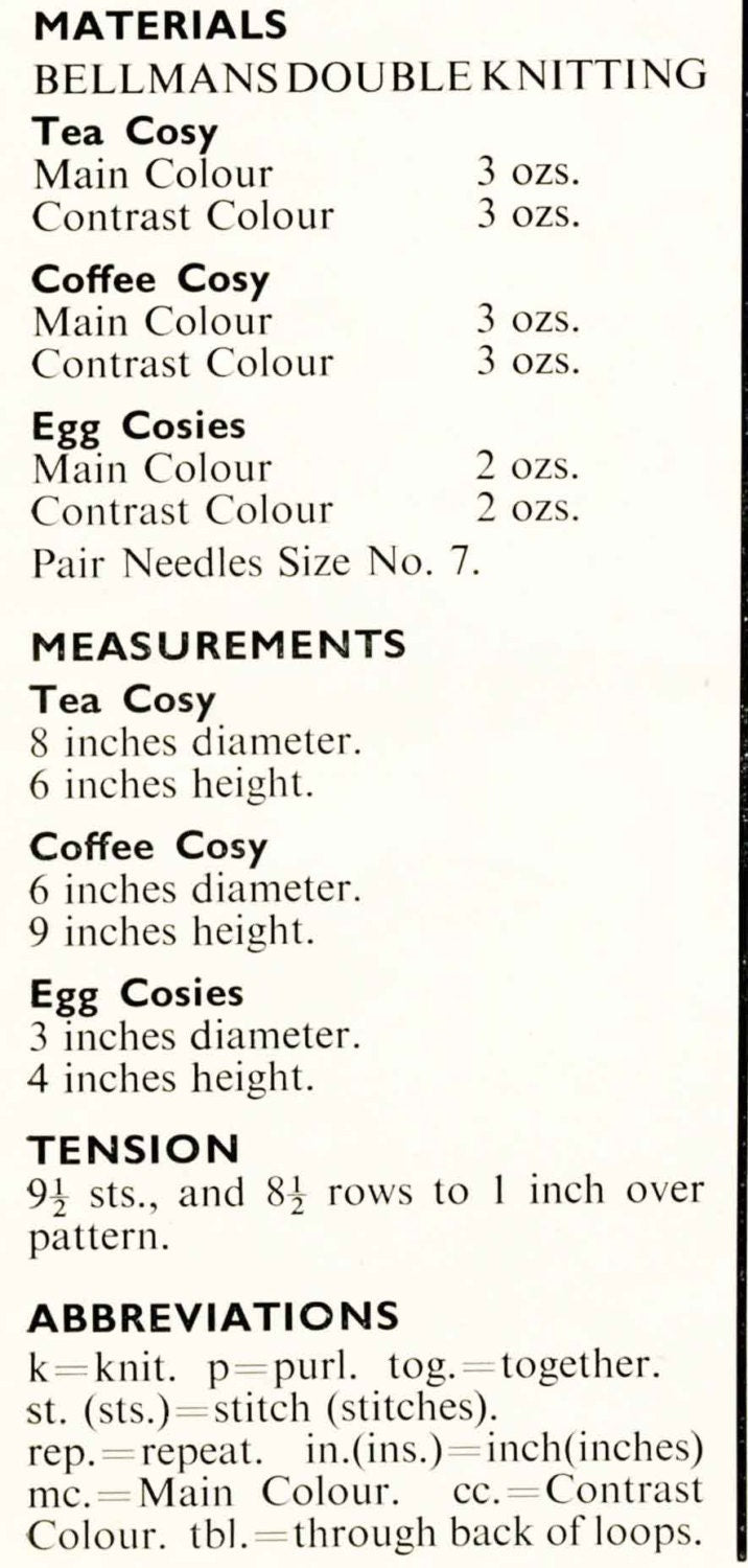 Tea, Coffee, and Egg Cosy, (you will get both patterns), DK, 70s Knitting Pattern, Sirdar 5578 & Bellmans 416