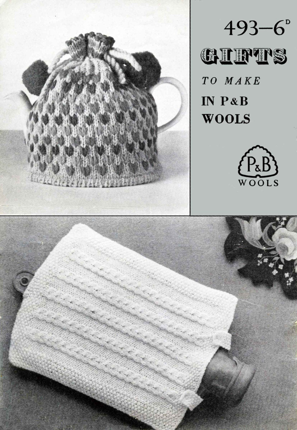 Gift Ideas, Ladies Stole, Hot Water Bottle Cover, Teddy Bear, Tea Cosy, Bed Socks, 4ply, 50s Knitting Pattern, P&B 493